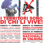 MILANO 11 febbraio – I territori sono di chi li vive – INIZIATIVE NO TAV