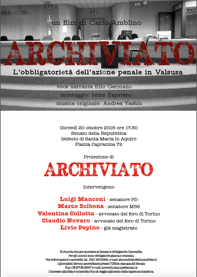 Le reazioni alla proiezione di “Archiviato” in senato: la verità fa male