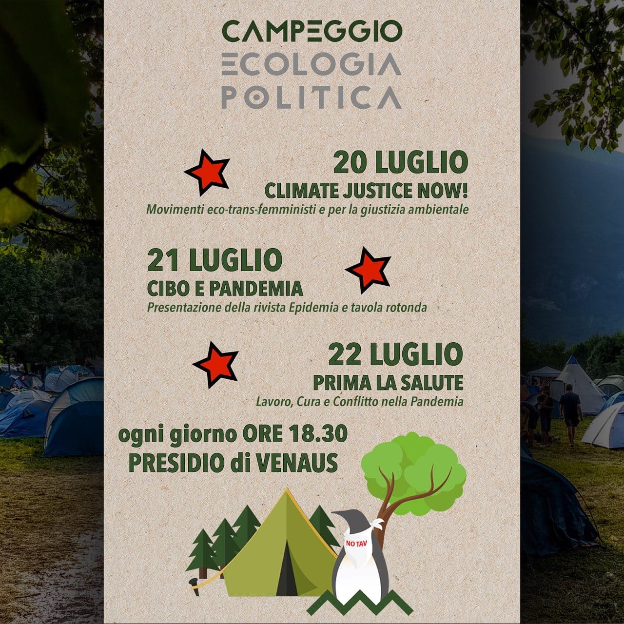 Venaus 20-21-22/07, Campeggio Ecologia Politica.