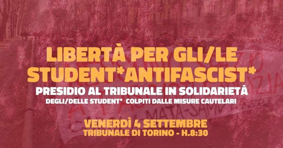 4/09, Tribunale Torino. Presidio in solidarietà agli student* antifascist*,