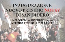 Mercoledì 16 dicembre inaugurazione nuovo presidio notav a San Didero