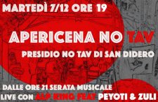 Martedì 7/12 – dalle ore 19 apericena e musica al presidio No Tav di San Didero