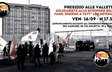 16/09 ore 17.30 – Presidio sotto il carcere delle Vallette in solidarietà allo sciopero della fame dei/delle detenuti/e