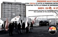 23/02 ore 17,30: presidio alle Vallette con Cecca e tutte le persone detenute, contro tutte le forme di repressione
